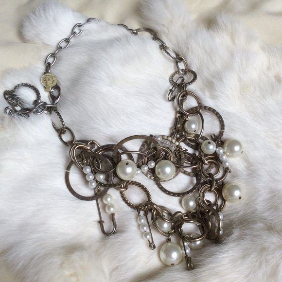 Hoops, Pearls and Safety Pins Necklace - Picture 2 of 9